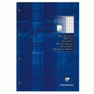 Clairefontaine Lot de 5 Bloc feuillets Metric A4, 100 feuilles perforées encollées 90 g/m², coloris blanc, couv. Bleue, Séyès - 3329680058192