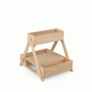 COSTWAY Bac surélevé vertical, cadre en A, 2 niveaux en sapin, jardin avec 3 jardinières et étagère ouverte - marron Bois massif ZB35492ZM