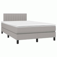 Décoshop26 - Cadre de lit LED avec sommier tête de lit matelas surmatelas 120x200 cm tissu gris clair TDL0207886 - gris 3001242188003