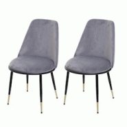 Décoshop26 - Lot de 2 chaises de salle à manger en velours gris assise et dossier arrondis pieds noirs 04_0000409 - gris 3000253588987 Décoshop26 - Lot de 2 chaises de salle à manger en velours gris assise et dossier arrondis pieds noirs 04_0000409 - gris 3000253588987