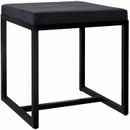 Décoshop26 - Tabouret rembourré design avec assise matelassée en velours noir et structure métal noir 10_0008737 - métal 3000266818477