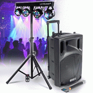Enceinte Active BOOST150VHF-BT Portable Autonome - 800W -15/38CM USB BLUETOOTH, 1 MICRO VHF, Portique Lumières pour Sono DJ Fête - 3666638039460