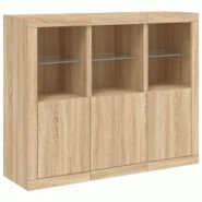 Helloshop26 - Buffet bahut commode armoire meuble de rangement organisateur cuisine salle de séjour salon avec lumières LED 3 pcs 02_0037216 - 30002 Helloshop26 - Buffet bahut commode armoire meuble de rangement organisateur cuisine salle de séjour salon avec lumières LED 3 pcs 02_0037216 - 30002