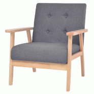 Helloshop26 - Fauteuil chaise siège lounge design club sofa salon tissu gris foncé 1102117/3 - gris Bois massif 3000140921309