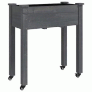Helloshop26 - Jardinière bac lit surélevé plantes fleurs terrasse jardin sur roues avec doublure 71 x 37 x 80 cm bois sapin gris 02_0038728 - 30002 Helloshop26 - Jardinière bac lit surélevé plantes fleurs terrasse jardin sur roues avec doublure 71 x 37 x 80 cm bois sapin gris 02_0038728 - 30002
