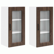 Helloshop26 - Lot de 2 armoires murales de cuisine modernes pratiques espace de rangement 40 x 31 x 80 cm en bois d'ingénierie chêne 02_0053678 - Bo
