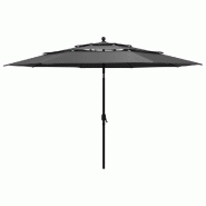 Helloshop26 - Parasol à 3 niveaux avec mât en aluminium 3,5 m anthracite 02_0008742 - 3000465882729