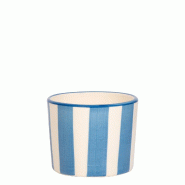 Lido Lot de 2 Verres Tumbler à Rayures Bleu Azur, Artisanat de Civita Castellana, Céramique Peinte à la Main au Design Vintage pour Table Élégant