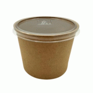 Pot à glace en carton 415ml Ø100 H77mm avec couvercle Vendu par 1000 JORIDEAL - marron en carton 3519400999465