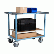 Servantes plateaux bois double poignées - FIMM - châssis mécano-soudé, 2 roues fixes + 2 pivotantes à frein