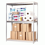 SimonRack Rayonnage industriel, 2000x1200x750 mm, 400 kg au point de flexion, 3 étagères bois, rayonnage garage, Galvanisé/Bois- Ecoforte - argent�