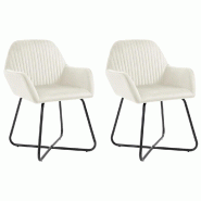 VidaXL Chaises à manger lot de 2 Crème Velours Modèle Altéa Moderne - 249806
