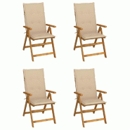 VidaXL Chaises Inclinables De Jardin Lot De 4 Et Coussins Bois Acacia - beige 3065350