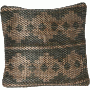 WellHome - Coussin en jute et coton vert 45x45cm - vert WH16321