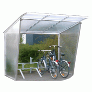 Abri cycle incliné en aluminium brut - Longueur 2540 mm, Profondeur 2170 mm, Hauteur 2380 mm - Toiture polycarbonate alvéolaire - Options disponibles_0