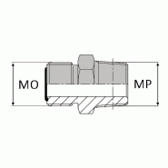 Adaptateur droit mâle ORFS x mâle NPT - MORFS9/16 / MNPT1/8 - Ø MP 1/8' - Ø MO 9/16'
