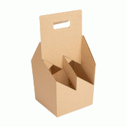 Boite 4 bouteilles de bière carton ondulé 15x15x32cm naturel - par 200