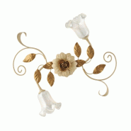 Bonetti Illumina Cesto Plafonnier en fer laqué décapé ivoire 2 lumières H.17 d.52 BL274-PL2-AV - beige 8050713218676