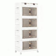 COSTWAY Boîtes Emboîtables 210L Boîte de Rangement Pliable avec Couvercle, Roulettes et Portes, Contenant de Rangement en Plastique Emboîtable - b COSTWAY Boîtes Emboîtables 210L Boîte de Rangement Pliable avec Couvercle, Roulettes et Portes, Contenant de Rangement en Plastique Emboîtable - b