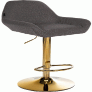 Décoshop26 - Tabouret de bar x1 avec repose-pieds et dossier bas desig moderne assise en tissu gris foncé cadre métal doré 10_0006148 - gris méta