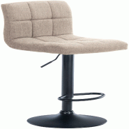 Décoshop26 - Tabouret de bar x1 style contemporain en tissu matelassé crème cadre métal noir 10_0005609 - beige métal 3000265115188