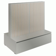Gondole double face Vertigo T03 avec tiroir MDF naturel et gris alu 125x74x125cm