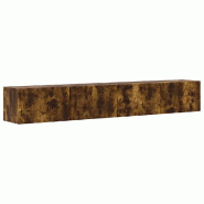 Helloshop26 - Lot de 2 meubles TV muraux modernes 98 x 31 x 29,5 cm avec étagères et portes pivotantes en bois d'ingénierie chêne 02_0054928 - Boi