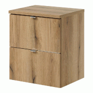 Helloshop26 - Meuble sous lavabo salle de bain rangement design avec 2 tiroirs 50 x 60 x 40 cm effet chêne 03_0010001 - 3000224985791