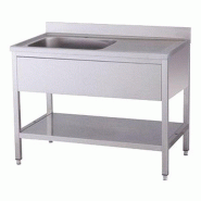 KBS Gastrotechnik KBS Evier 1200x600x850 mm avec rebord 1 cuve à gauche avec fond de base - Acier inoxydable 18/10 91611105