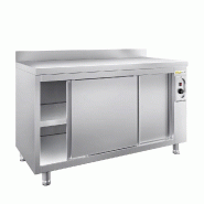 Meuble bas inox chauffant 1400x600 mm adossé PREMIUM - GOLDINOX - gris inox 3701770819607