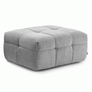 Oviala Business Pouf en bois et polyester effet mattelassé gris - gris polyester 113621_0