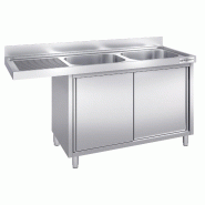 Plonge Inox 2 bacs sur placard avec passage lave-vaisselle - P 700 - GGM - 1800 mm bac à droite_0