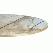 Restootab Plateau Ø70 decor marbre calcuta chants laiton - blanc Bois manufacturé PL-R70M-MB.CALC-LAI Restootab Plateau Ø70 decor marbre calcuta chants laiton - blanc Bois manufacturé PL-R70M-MB.CALC-LAI