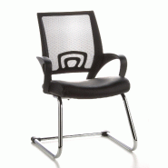 Siège de conférence / Piètement luge VISTO NET V, tissu maille noir, chromé hjh OFFICE - noir plastique 650400