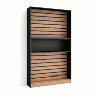 SKRAUT HOME Étagère Bibliothèque, 110x186x25cm, Salon Salle à manger Bureau, Salon, Bureau, Chêne et noir - beige Bois manufacturé 71_1