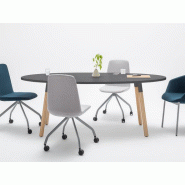Table de réunion ovale Wilder - pieds massif - 200x100 cm - pas chère