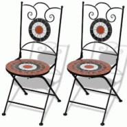 VidaXL Chaises Pliables De Bistro 2 Pcs Céramique Terre Cuite Et Blanc - multicolore 41535 VidaXL Chaises Pliables De Bistro 2 Pcs Céramique Terre Cuite Et Blanc - multicolore 41535