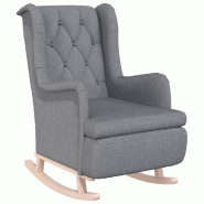 VidaXL Fauteuil avec pieds à bascule en bois d'hévéa Gris clair Tissu Modèle Kerdelora - 329405