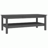 VidaXL Table basse Gris 110x50x40 cm Bois massif de pin Modèle Cosmo Scandinave - 814276
