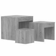 VidaXL Tables gigognes 3 pcs Sonoma gris Bois d'ingénierie Modèle Outdoor Vent Marin Prime - 815226XL