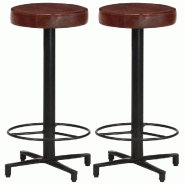 VidaXL Tabourets De Bar Lot De 2 66 Cm Cuir Véritable - 321968