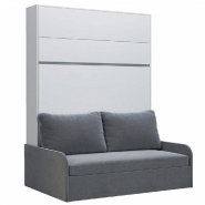 ARMOIRE LIT ESCAMOTABLE BERMUDES SOFA BLANC CANAPÉ GRIS 160*200 CM