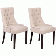 CLP Lot de 2 chaises de salle à manger Aberdeen en tissu Antique/Crème - beige textile 313762 CLP Lot de 2 chaises de salle à manger Aberdeen en tissu Antique/Crème - beige textile 313762