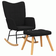 Décoshop26 - Fauteuil à bascule d'allaitement rembourré relax pour salon avec repose-pieds en tissu noir DEC028880 - noir 3000257104152