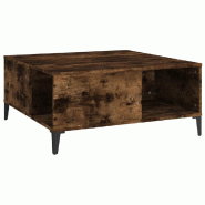 Décoshop26 - Table basse design moderne et contemporaine 80 x 80 x 36,5 cm bois d'ingénierie marron et métal DEC038490 - marron métal 3000263864767