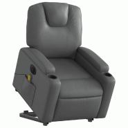 Fauteuil inclinable de massage électrique gris similicuir Modèle Elvaris - 8721012169425