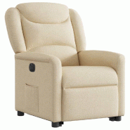 Fauteuil inclinable électrique crème tissu Modèle Ellonia - 8721102962042