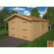 Garage simple bois platane 30 / 30 m² / toit double pente / porte battante / 3.98 x 7.50 x 2.84 m