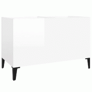 Helloshop26 - Armoire à disques classique rangement vinyles 74,5 x 38 x 48 cm en bois d'ingénierie blanc brillant 02_0049209 - blanc métal 30002357