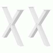 Helloshop26 - Lot de 2 pieds de table à manger en forme de X 90 x 73 cm robustes design moderne en acier blanc 02_0057257 - blanc acier 3000239946756